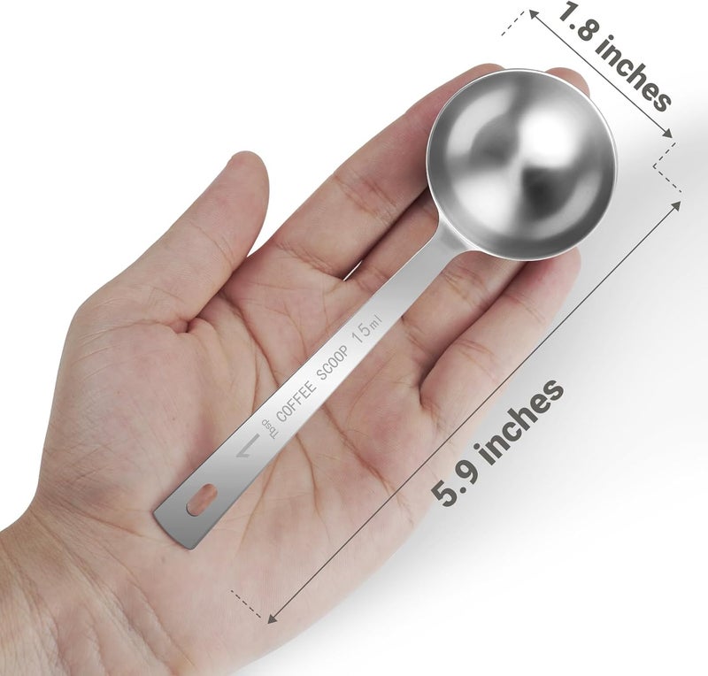 Flezoo 4Pcs Coffee Scoop Spoon - 1 Tablespoon 15ML Stainless Steel Long Handle Measuring Spoons for Ground Coffee, Loose Tea and Powder - Image 2